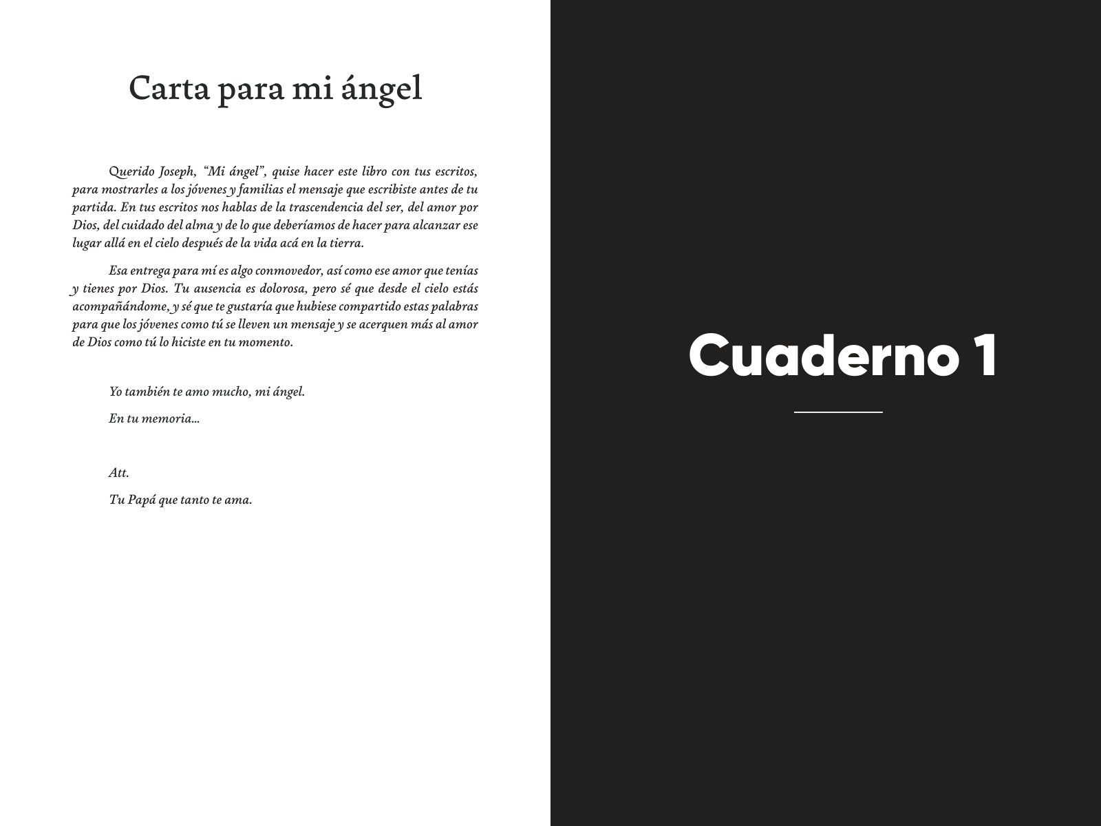 Páginas 6 y 7 de «Palabras de mi Angel»: apertura de capítulo