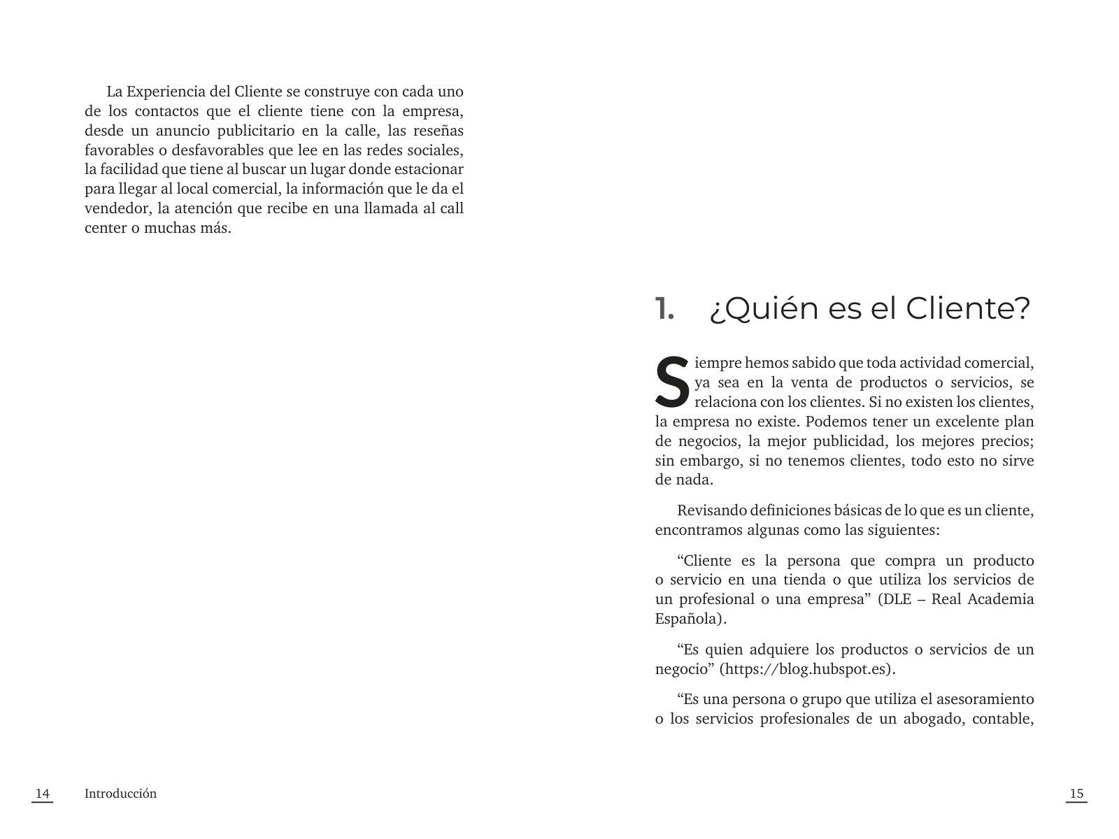 Páginas 14 y 15 de «El Liderazgo y la Experiencia del Cliente»: apertura de capítulo