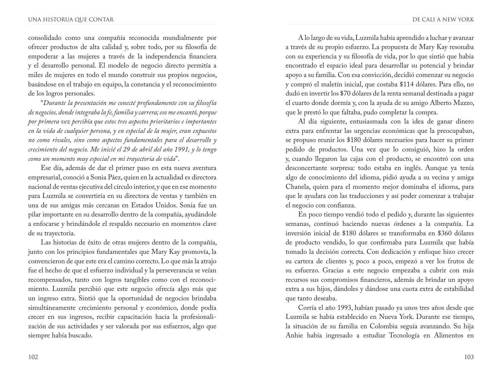 Páginas 118 y 119 de «Una Historia que Contar: De perseverancia, disciplina y superación en su propia voz»: texto corrido