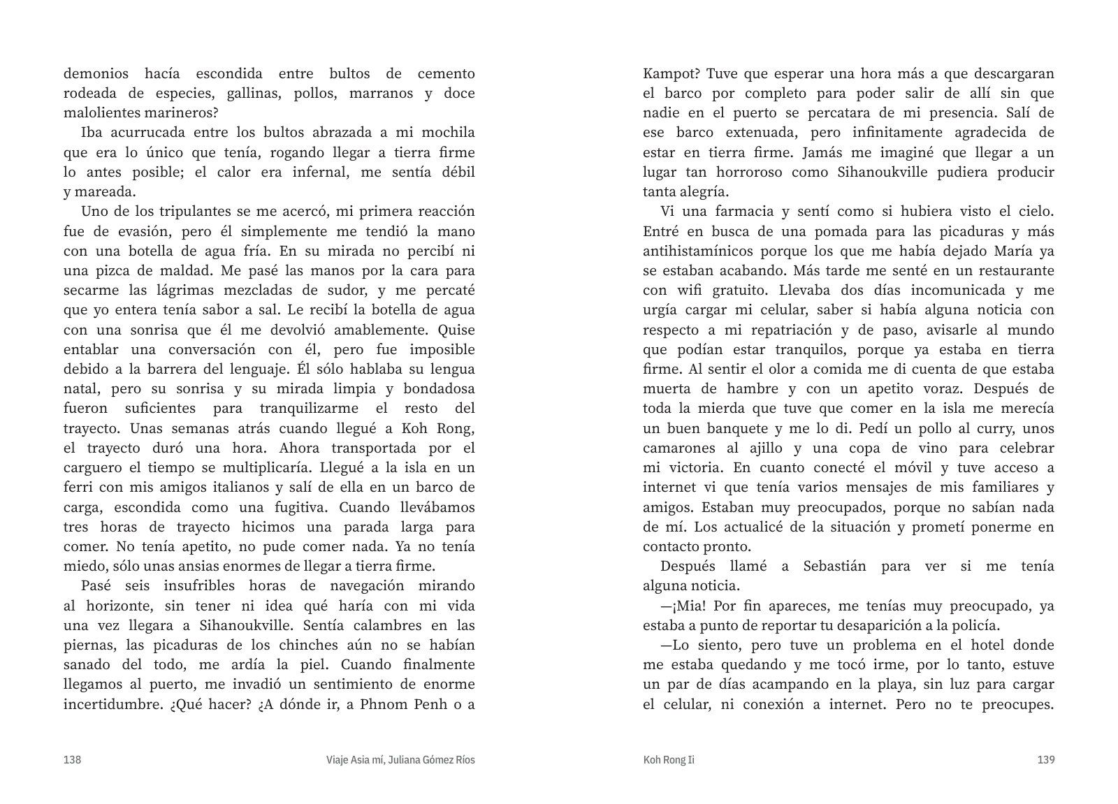Páginas 144 y 145 de «Viaje asia mí»: texto corrido