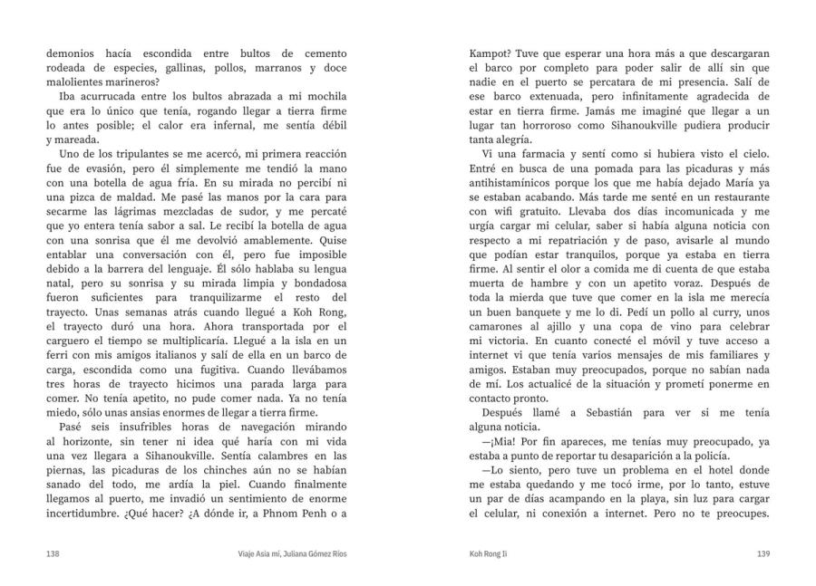 Páginas 144 y 145 de «Viaje asia mí»: texto corrido