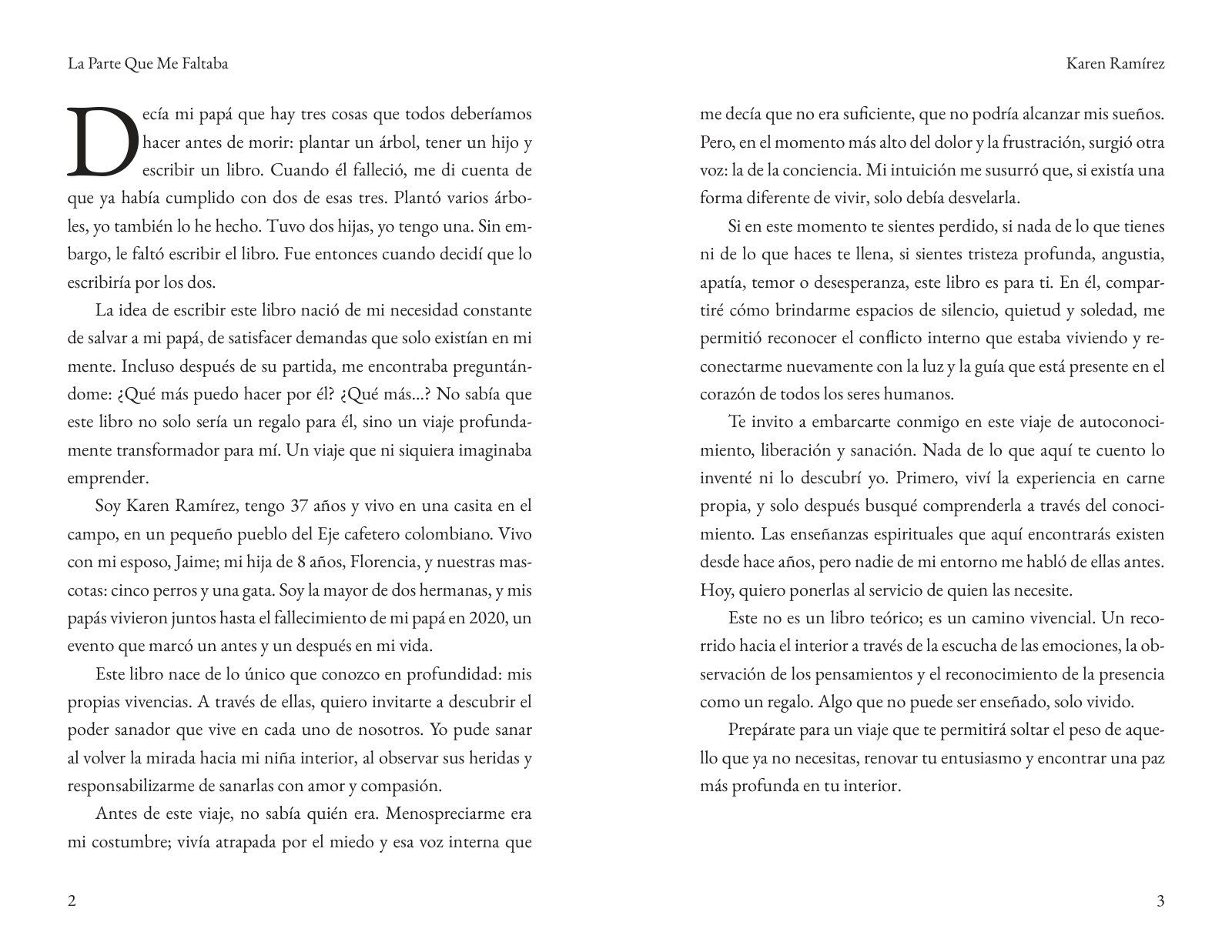 Páginas 6 y 7 de «La parte que me faltaba»: apertura de capítulo