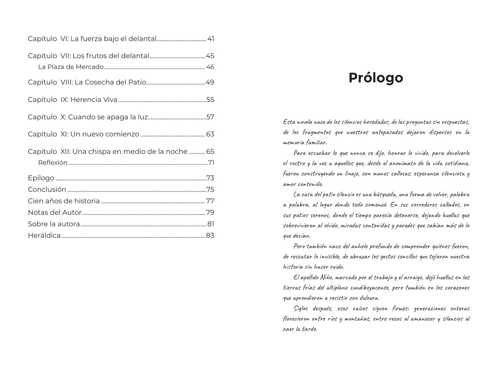 Páginas 6 y 7 de «La casa del patio silencio»: apertura de capítulo