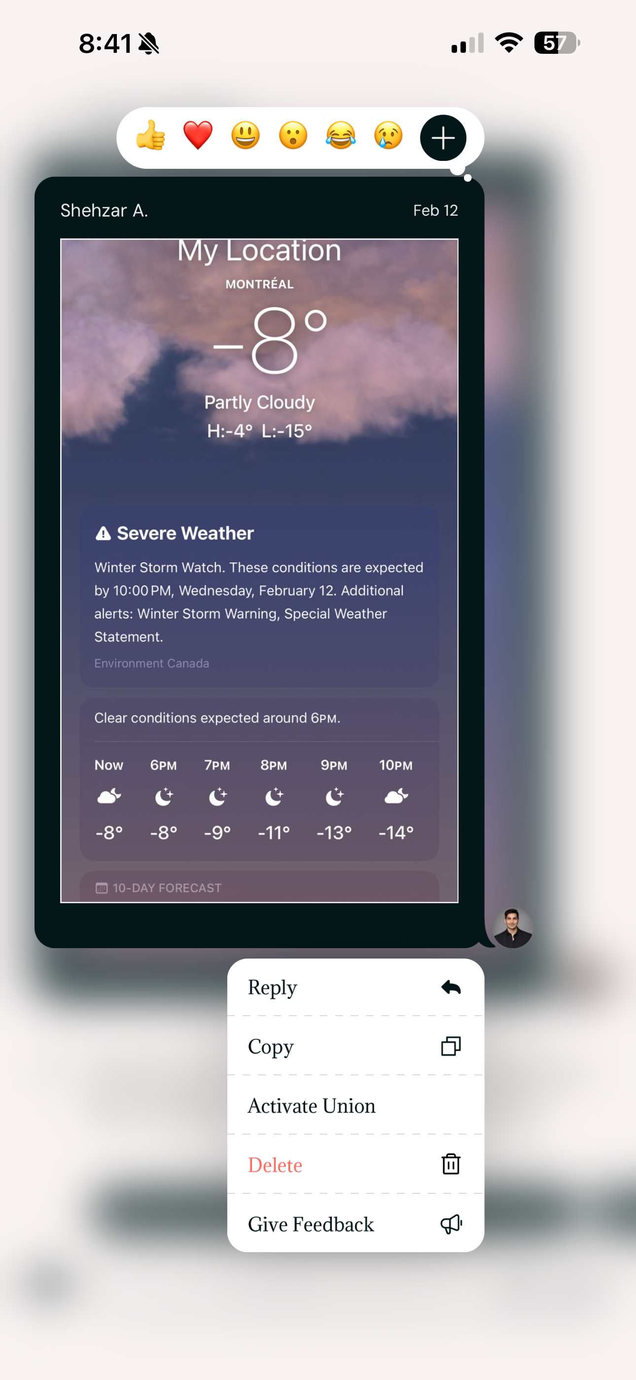 Union AI — swipe-to-reply
