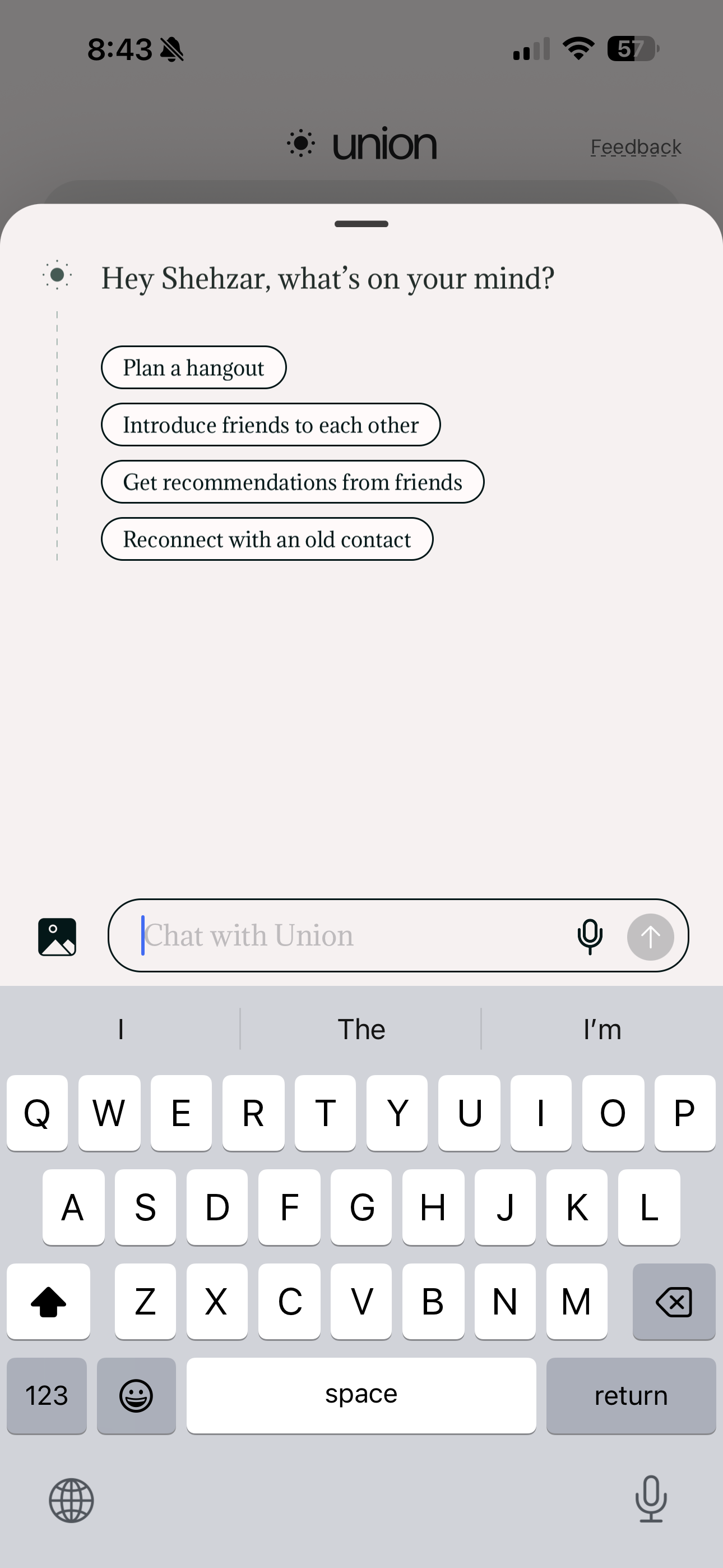 Union AI — agent message stream