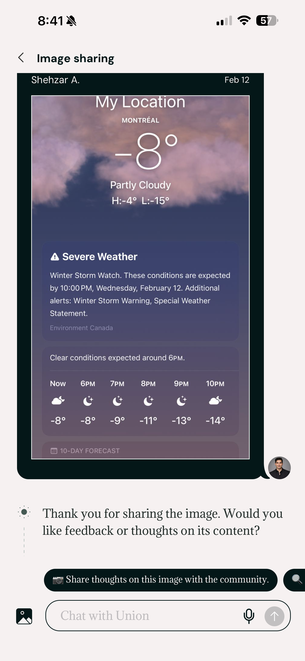 Union AI — long-press context menu