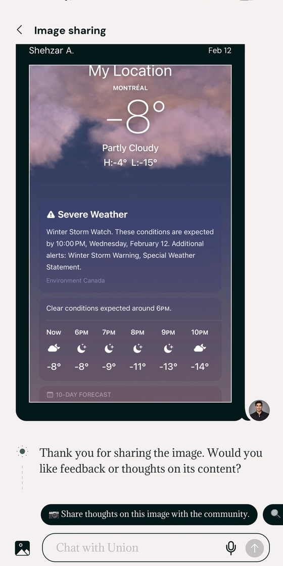 Union AI — long-press context menu