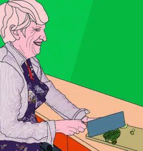 An illustration of a woman cooking