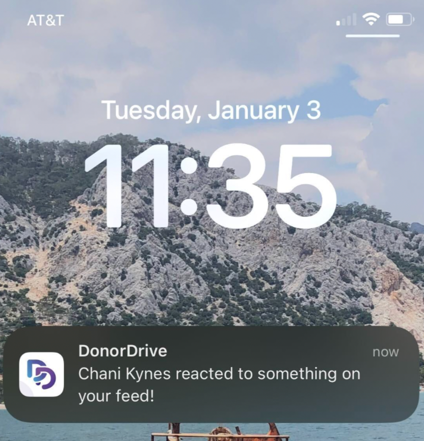 A cell phone homescreen showing a push notification pop up.