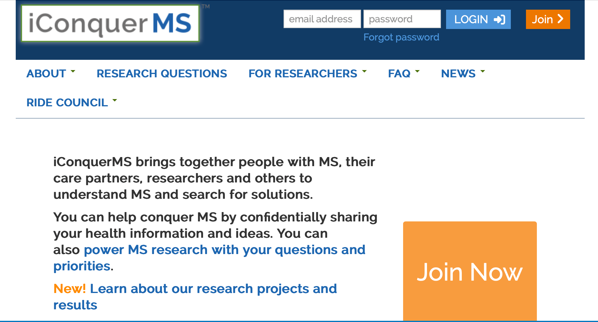 A screenshot of the iConquerMS homepage.
