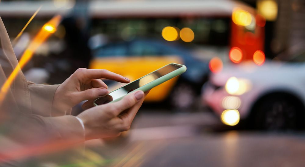 Someone calls a car using a smart phone