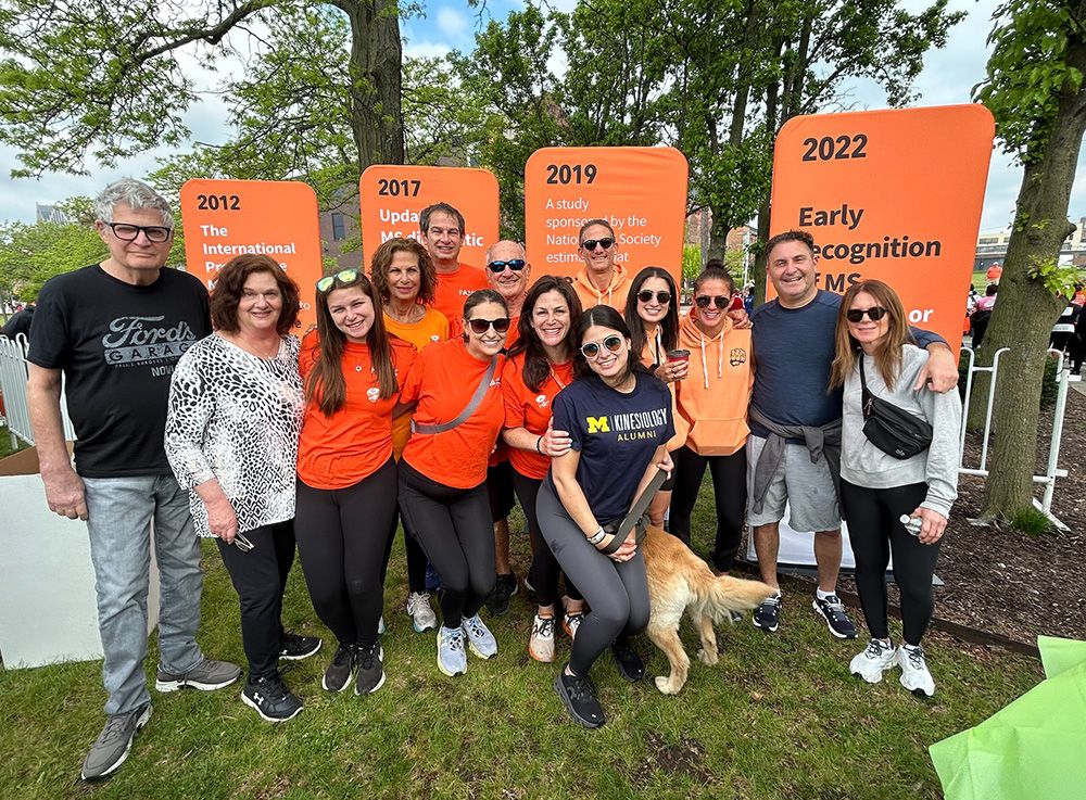 A group of people pose together at Walk MS.