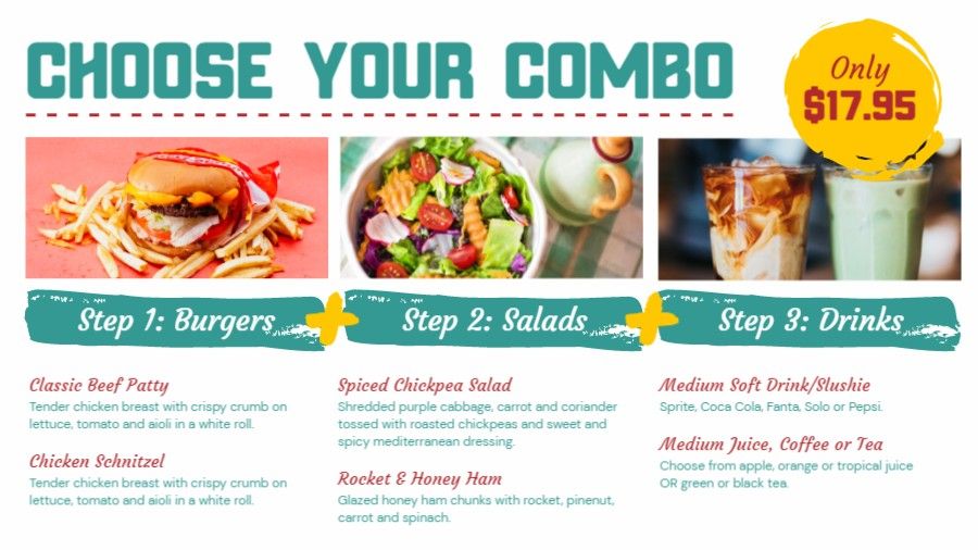 Choose Your Combo Menu Choices