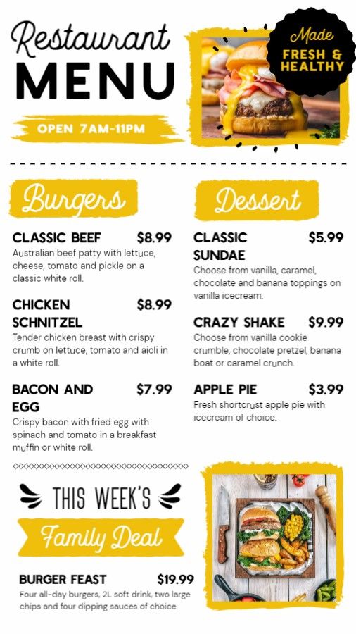 Restaurant Menu Board