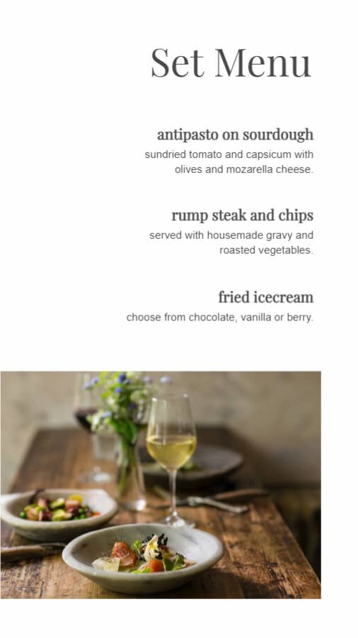 Restaurant Specials Menu