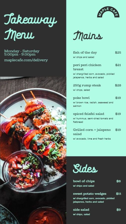 Restaurant Takeaway Menu