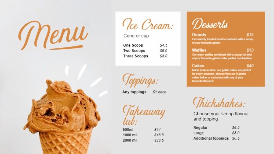 Ice-Cream Menu