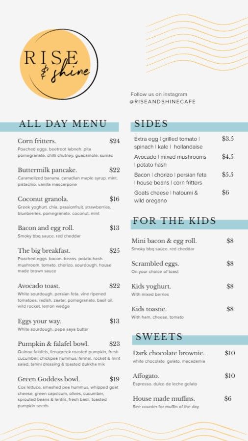 Restaurant All Day Menu