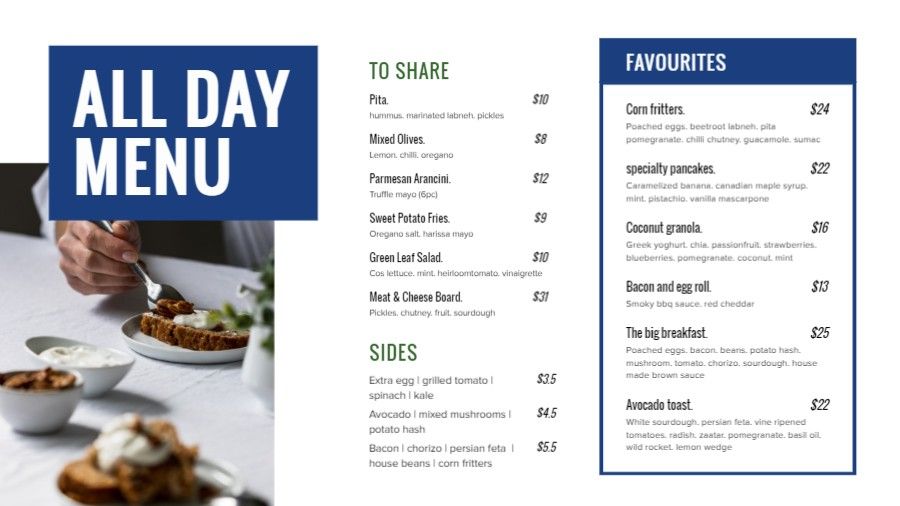 Restaurant All Day Menu