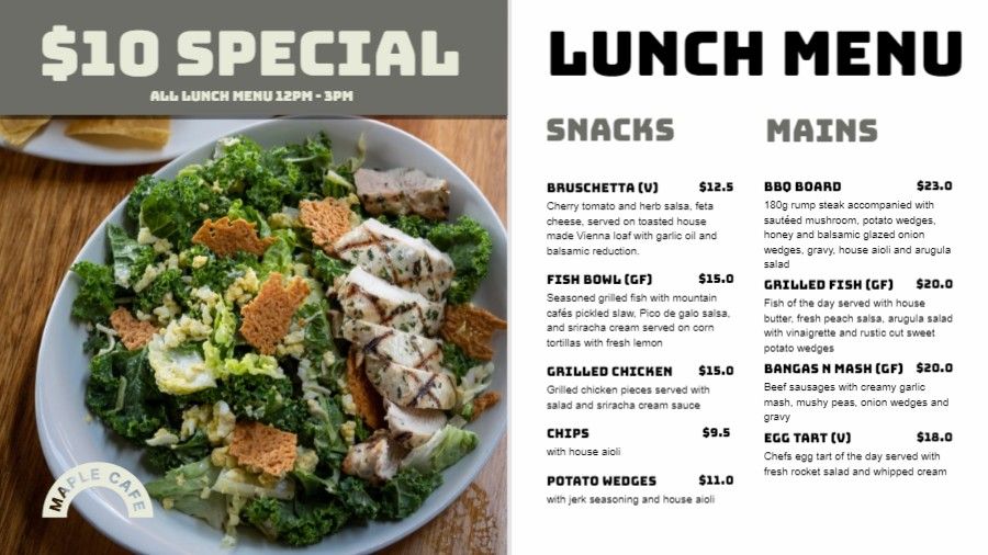 Restaurant Lunch Menu