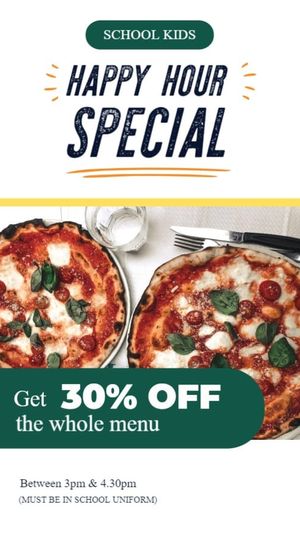 Happy Hour Special and Discount for School Kids