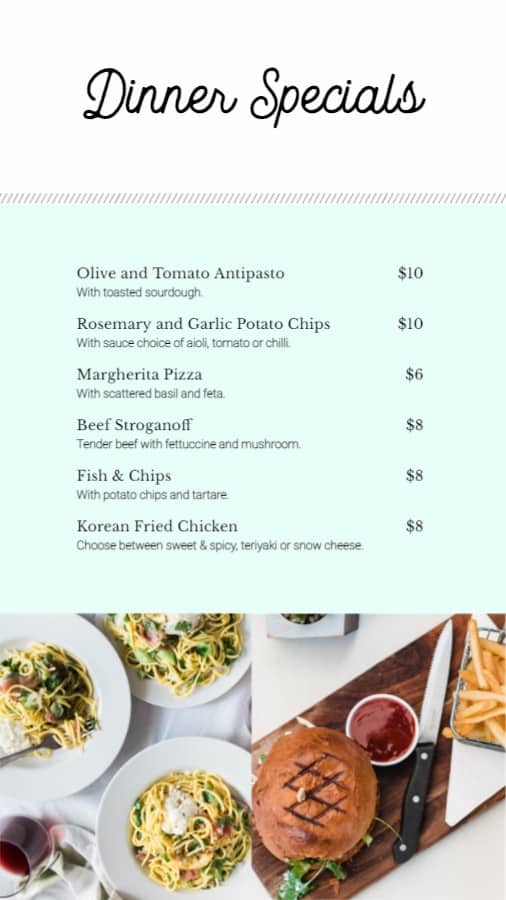 Restaurant Dinner Specials