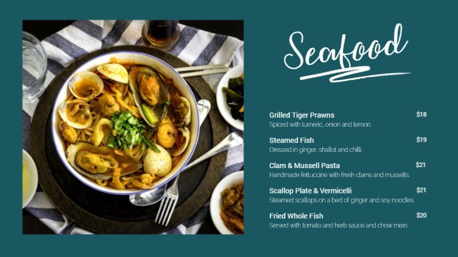 Seafood Menu