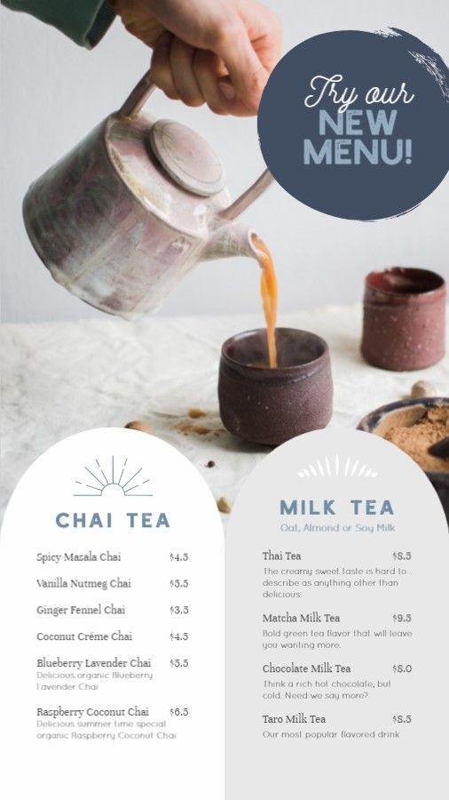 Chai Tea Menu