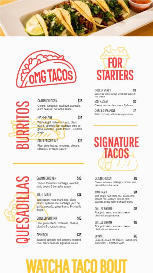 Mexican Fast Food Menu