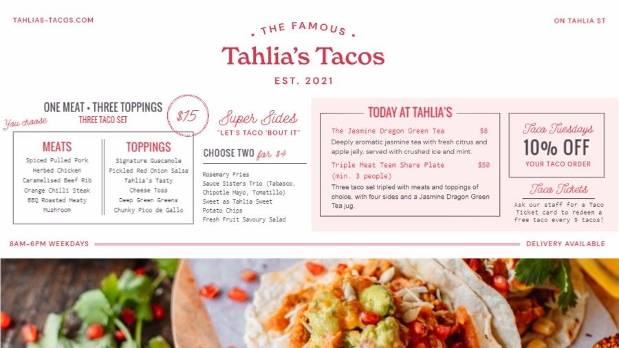 Taco Place Promotional Menu