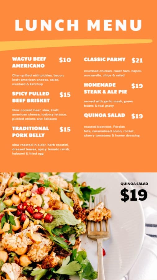 Restaurant Lunch Menu