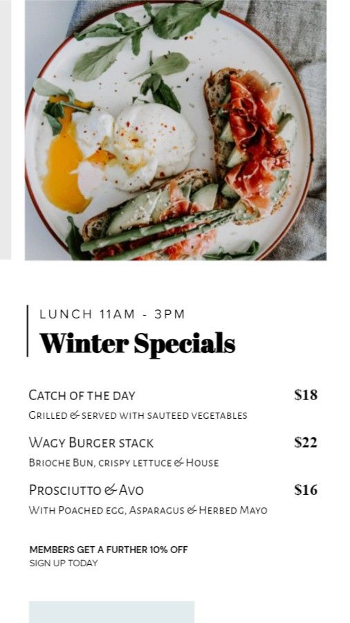 Winter Special Menu Items