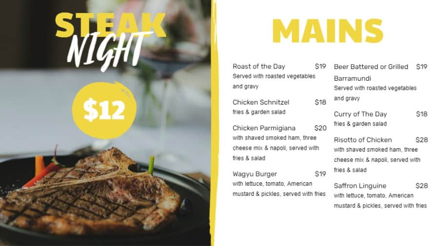 Steakhouse Specials Menu