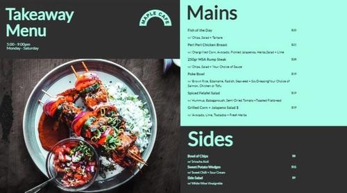Colourful Takeaway Menu For Sides and Mains