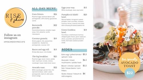 All-day Breakfast Restaurant Menu with Meal Highlight