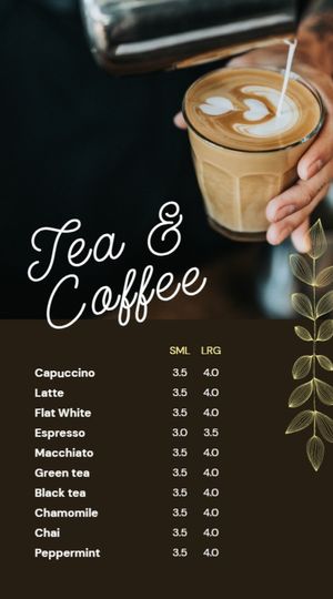 Tea & Coffee Menu