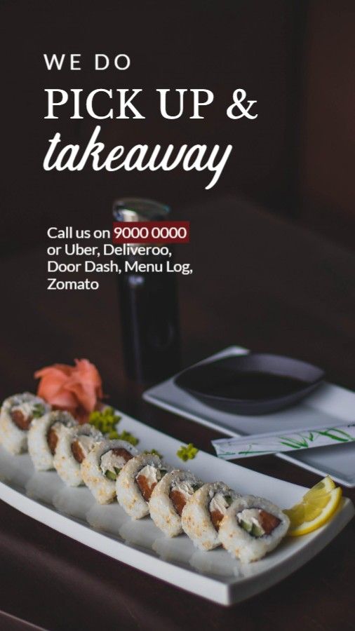 Sushi Restaurant Pick up and Takeaway