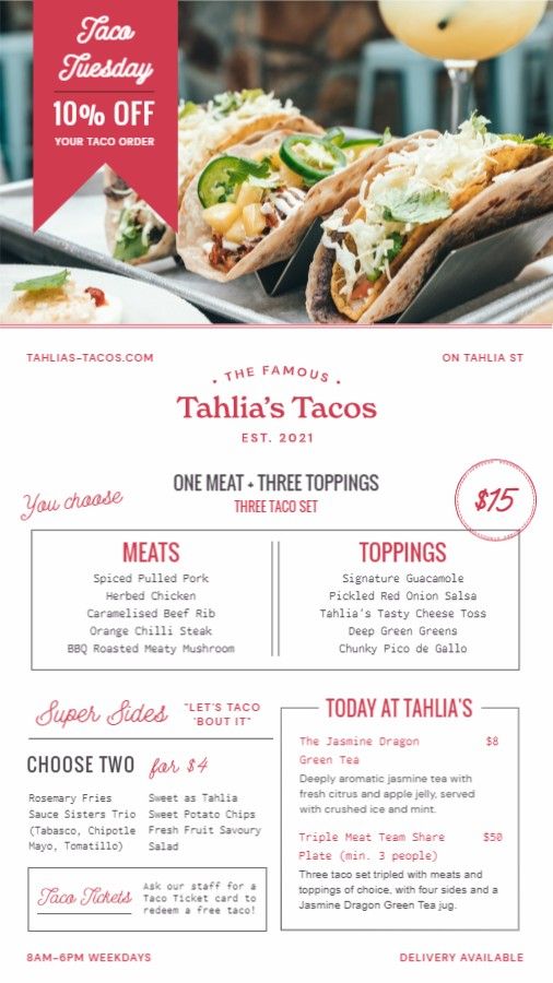 Taco Tuesday Menu and