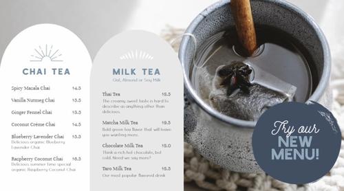 Chai and Milk Tea Menu