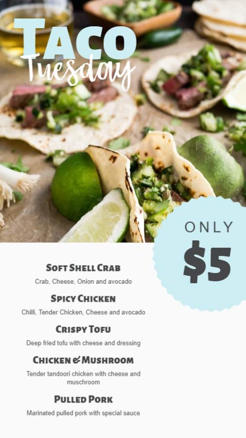 Taco Specials Menu