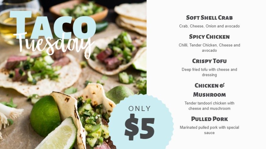 Taco Tuesday Menu