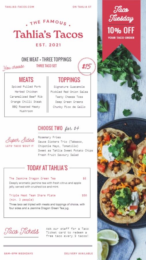 Mexican Menu