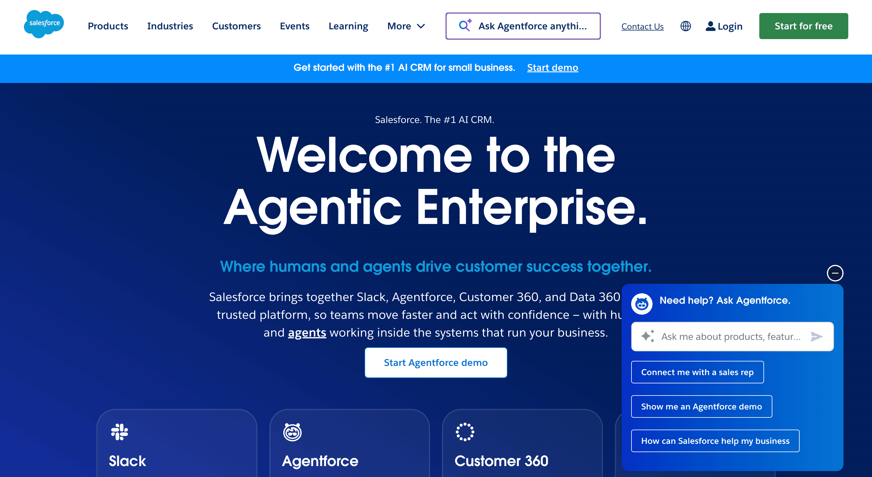 Screenshot of the Salesforce Agentforce website