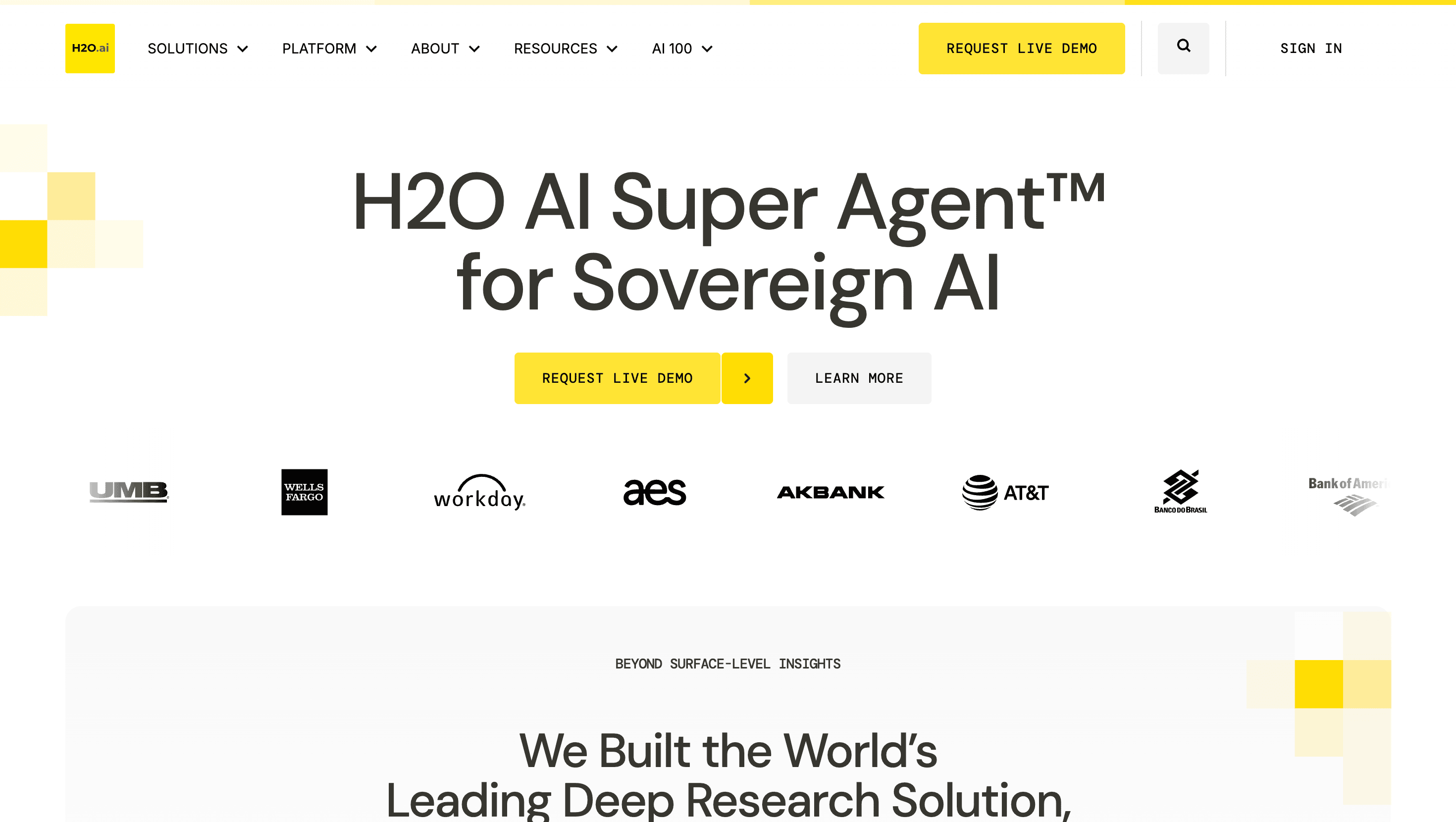 Screenshot of the H2O.ai website