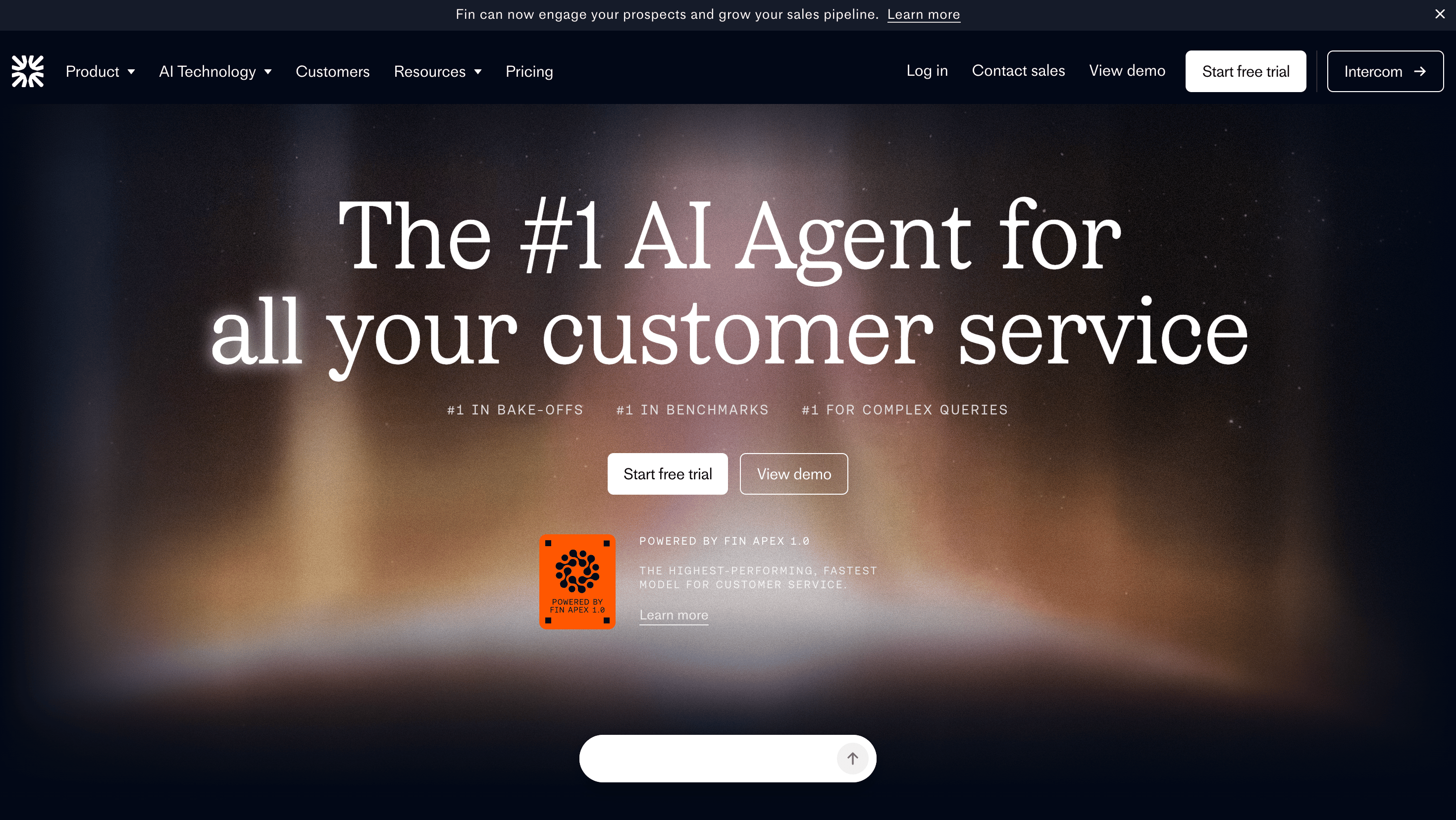 Screenshot of the Fin website