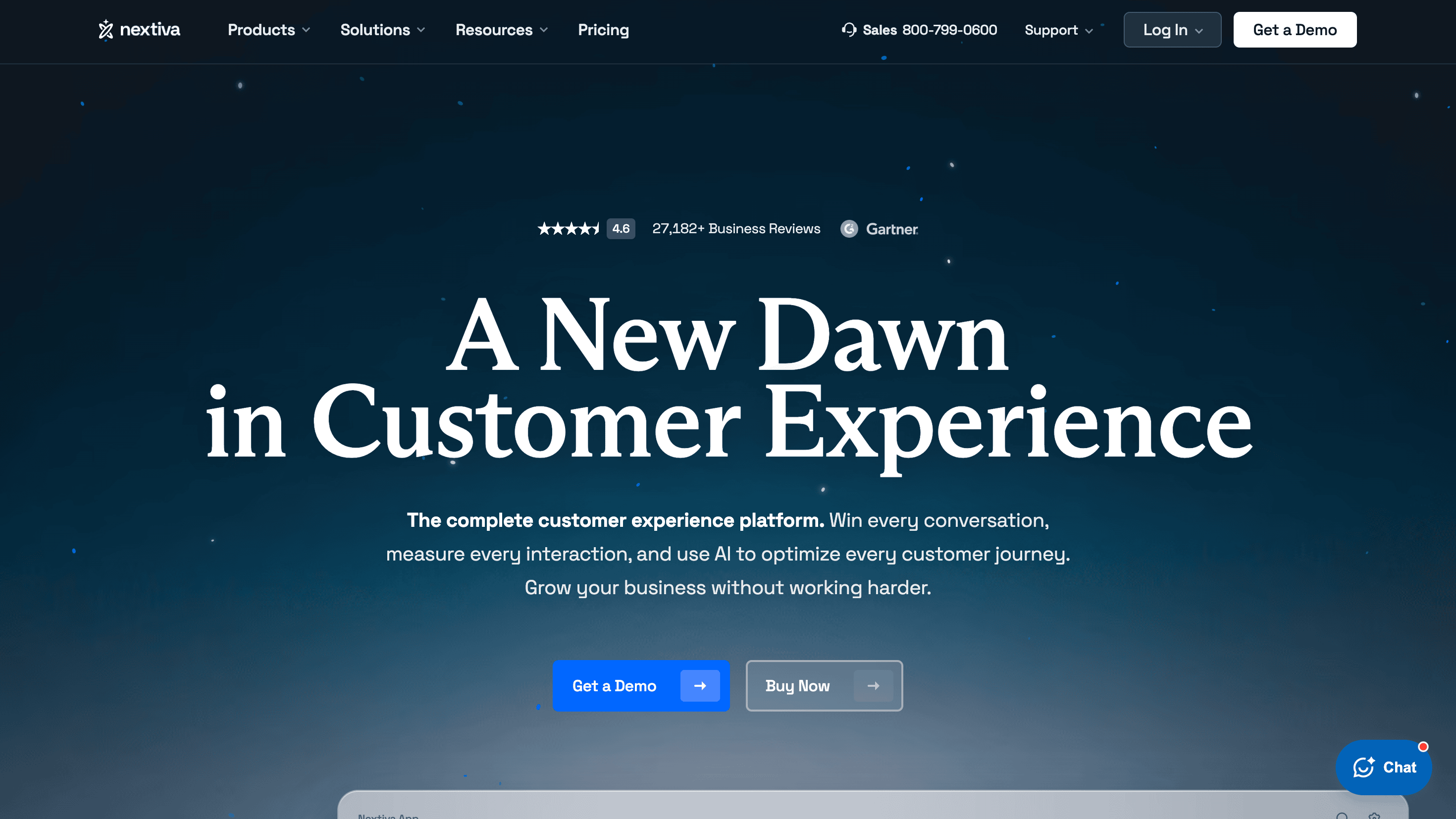 Screenshot of the Nextiva website