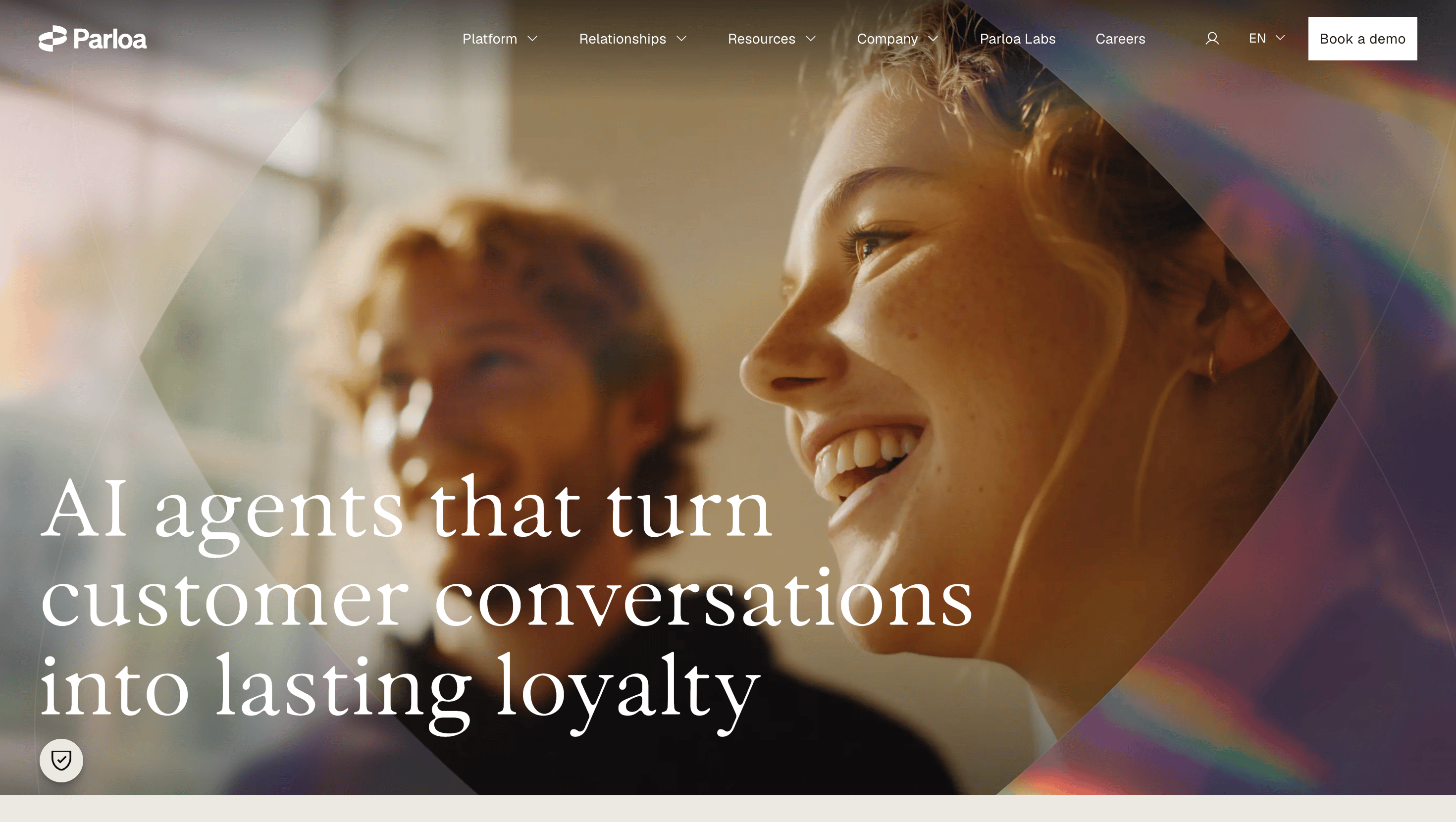 Screenshot of the Parloa website