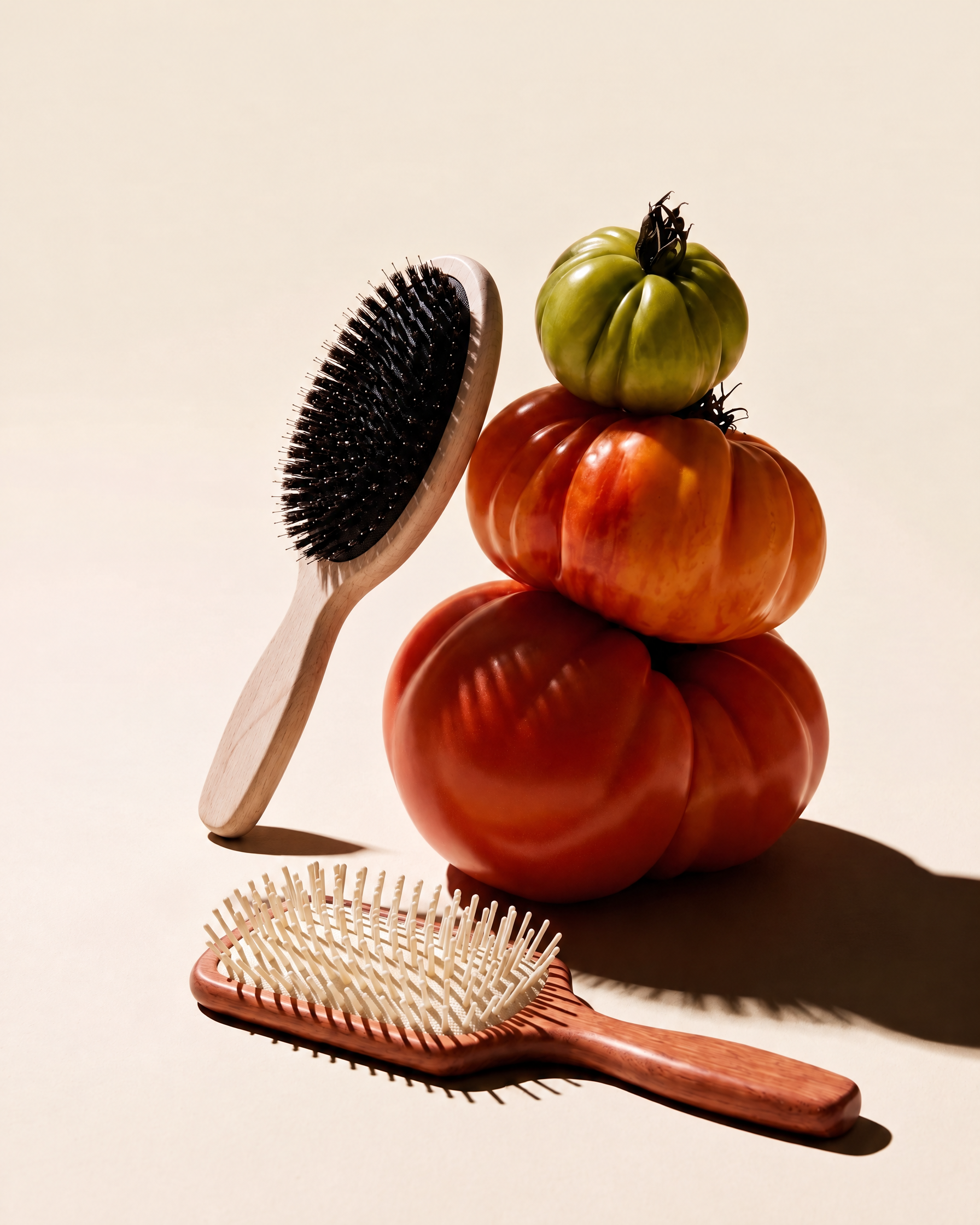 Fabio Scalia brushes arranged with heirloom tomatoes