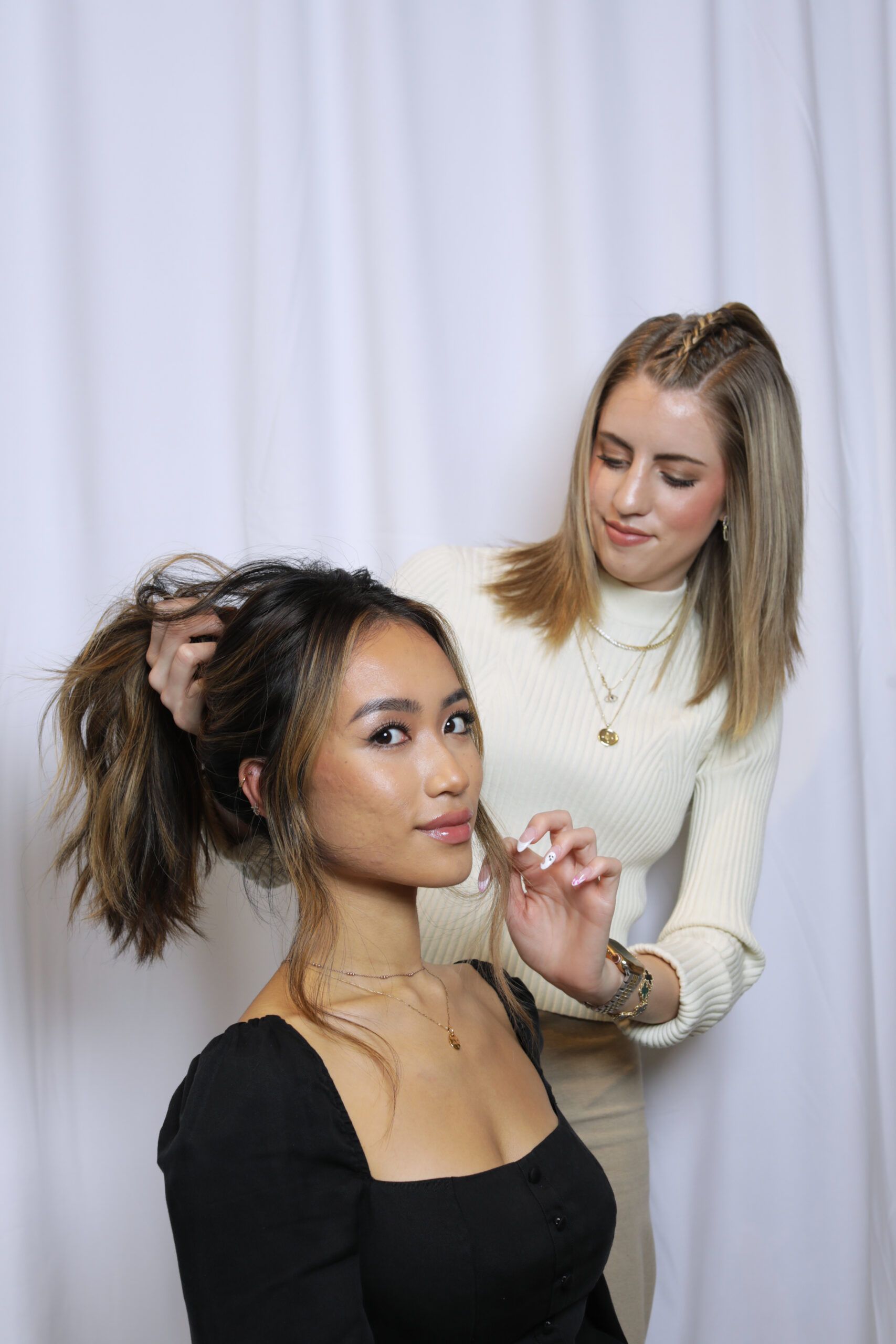 stylist making up-do