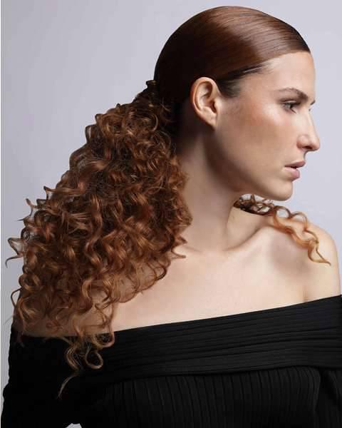 Pulled back ponytail sleek hairstyle by Fabio Scalia